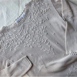 90s Crochet Embroidered Floral Sweater